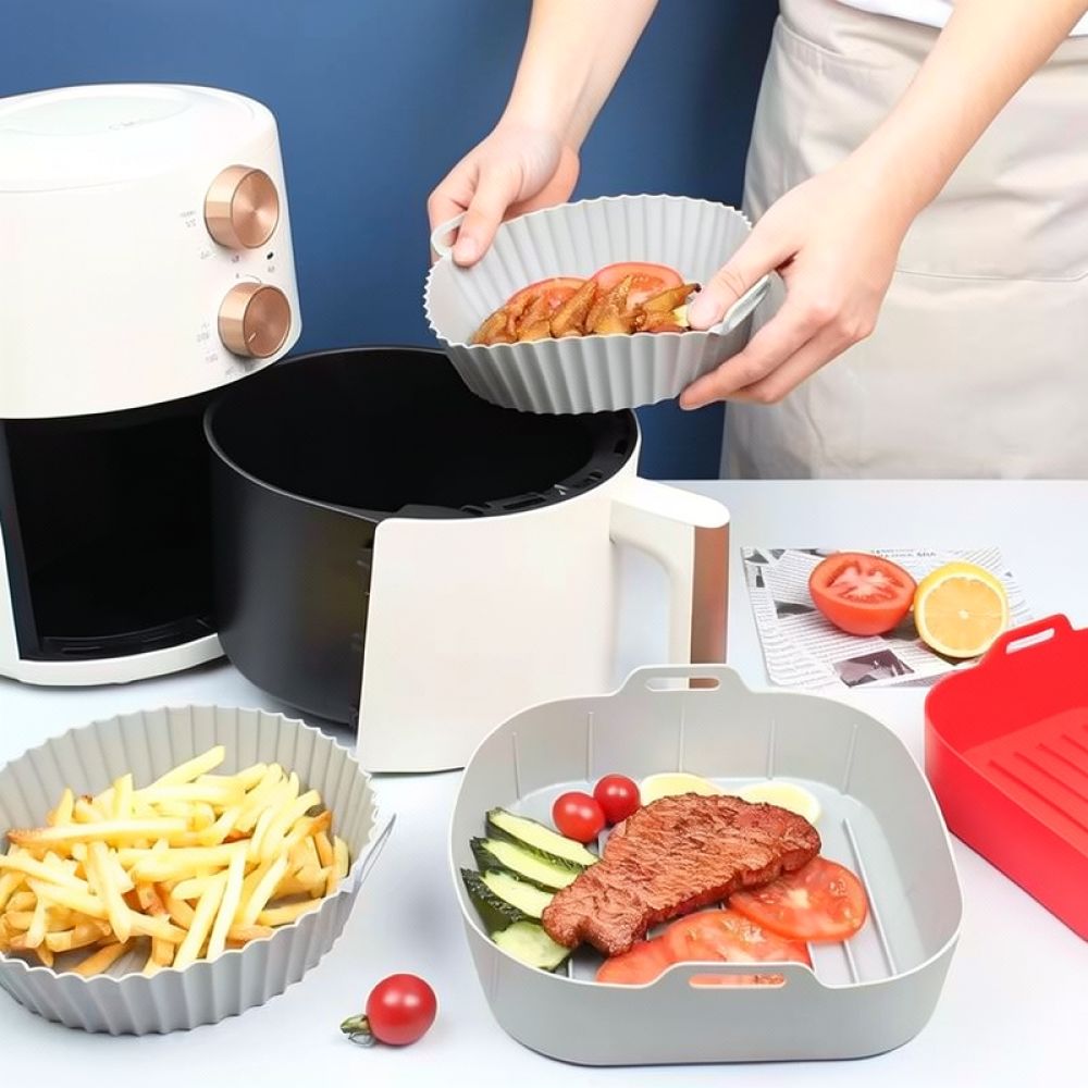 Air Fryer Silicone Pot Liner - Многоразовая квадратная силиконовая вставка для аэрофритюрницы,
